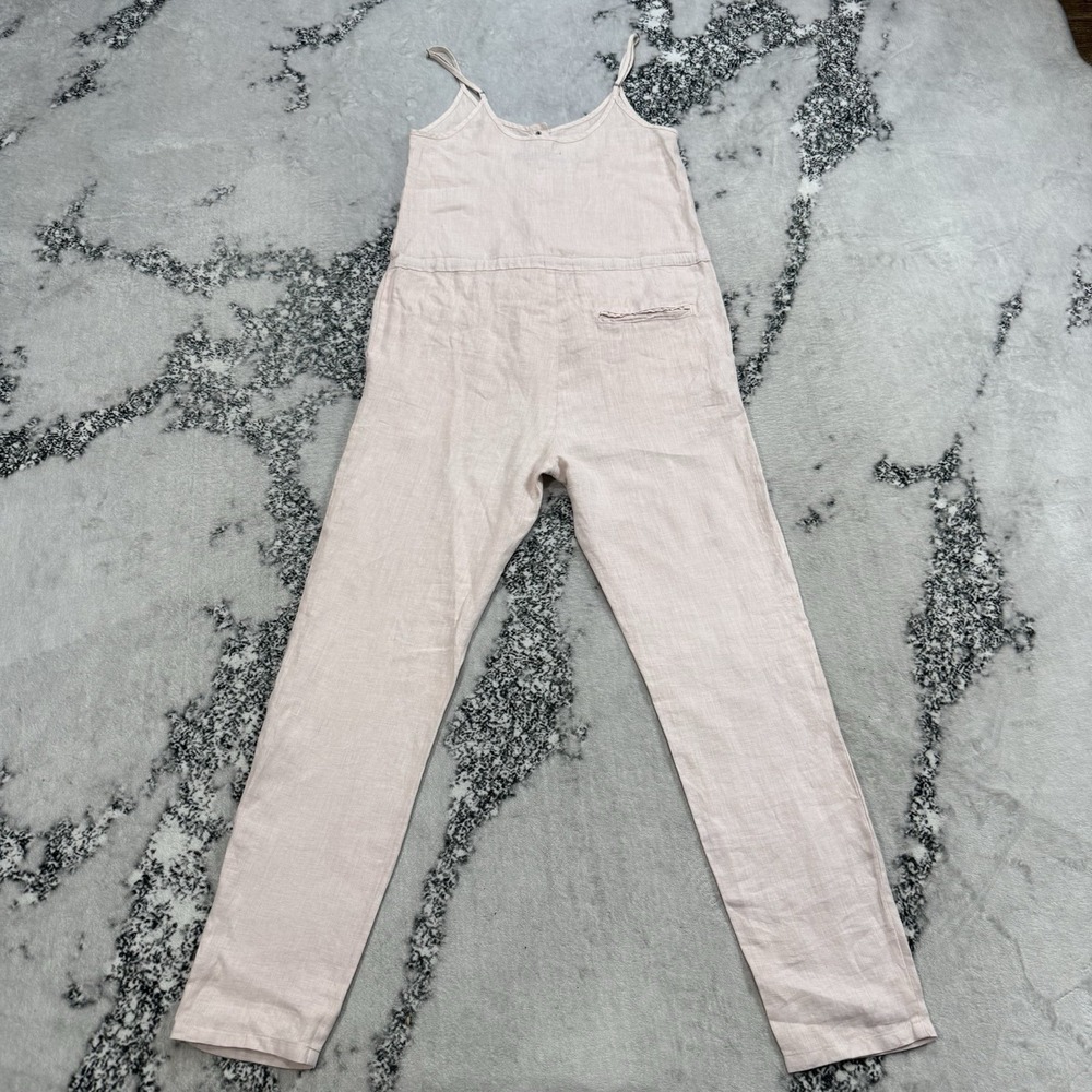 Ema Costa Linen Jumpsuit Womens Small Sleeveless Pink Minimalist Lagenlook Boho - Picture 2 of 11